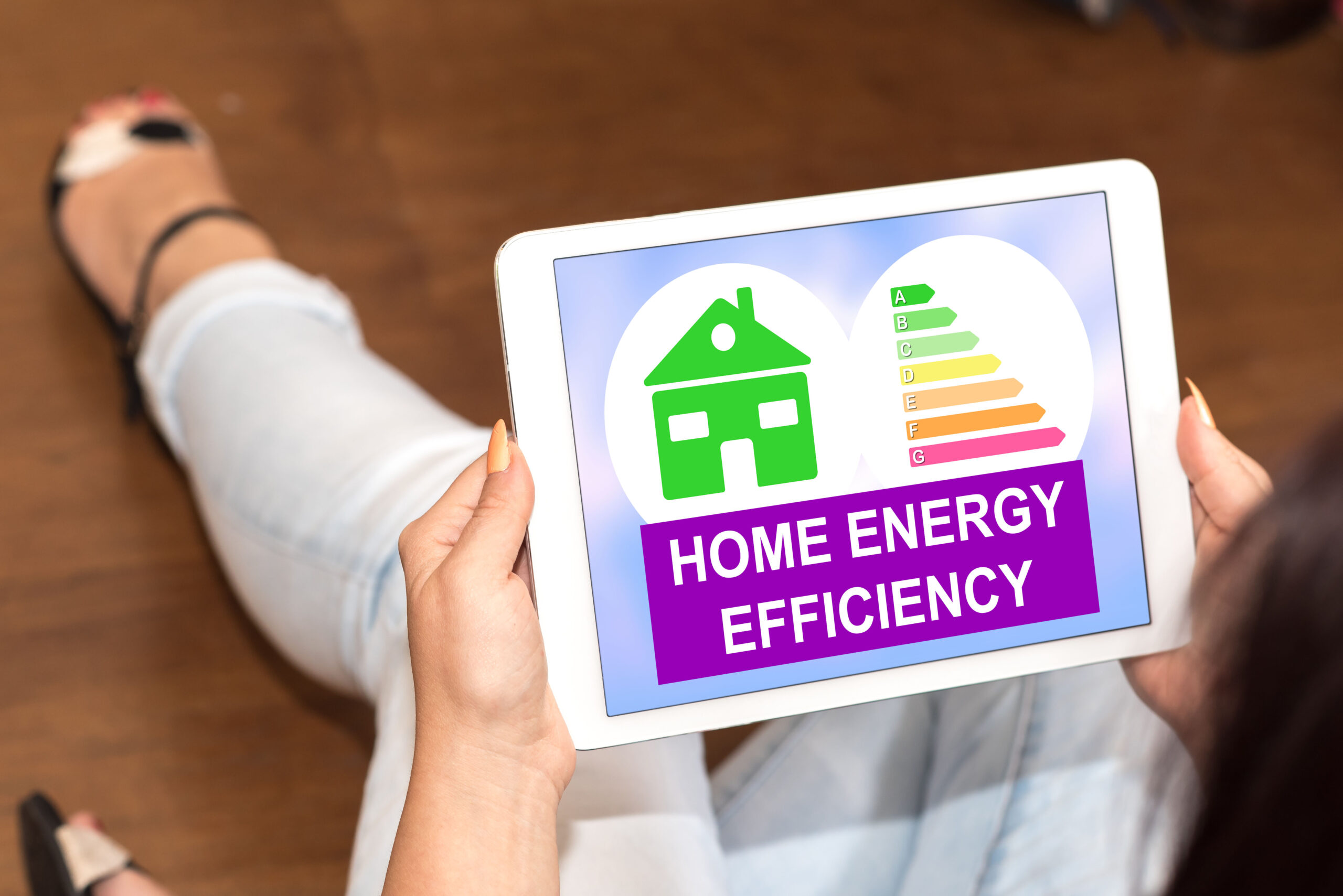 Home energy efficiency concept on a tablet